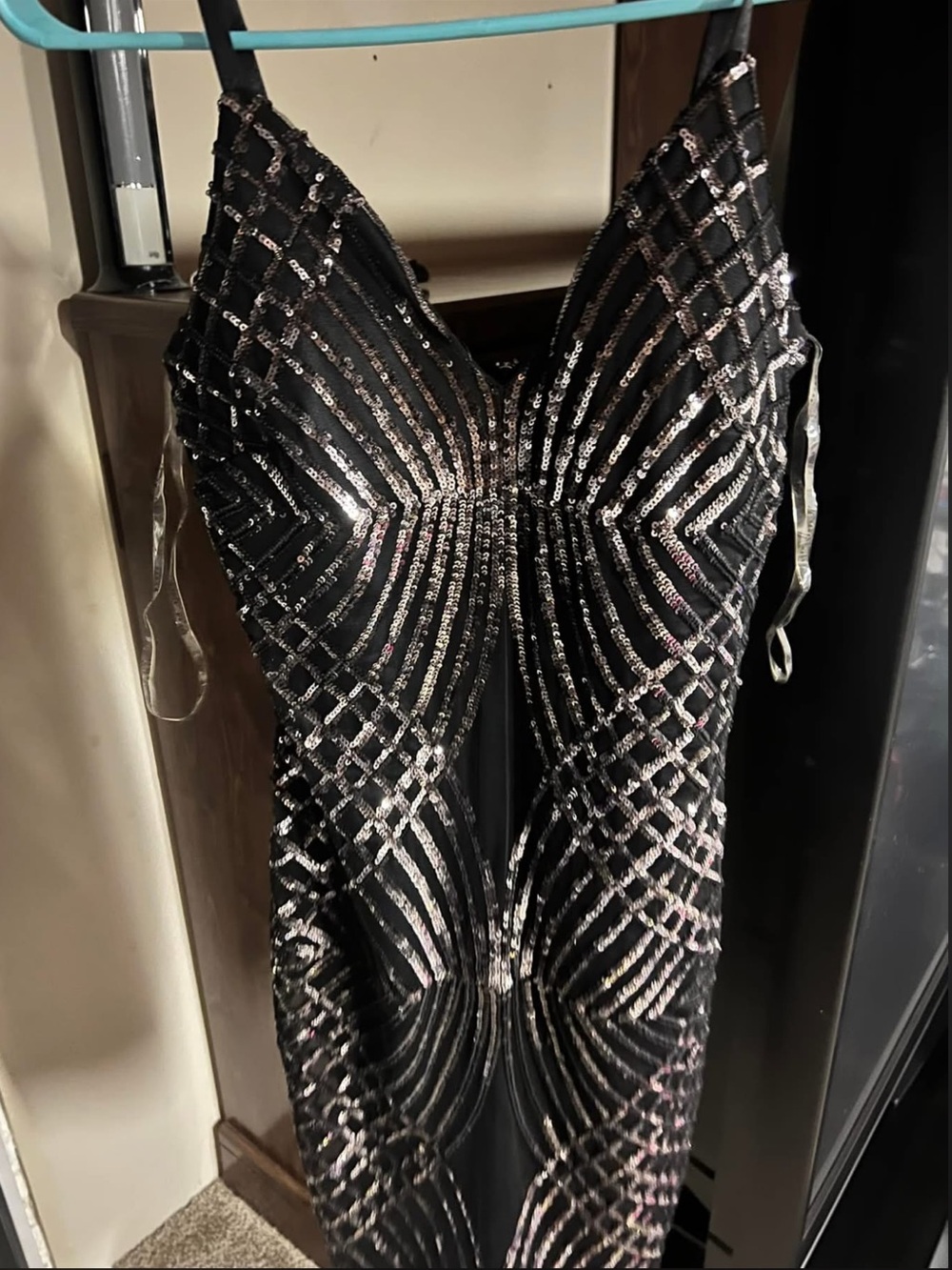 Nameless Black Dress with Silver Sequin Pattern